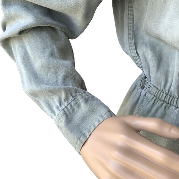 Old Navy Green Long Sleeve Button Front Elastic Waist Jumpsuit Size Small - Picture 11 of 16